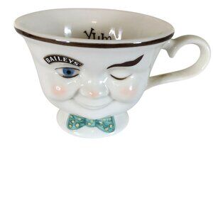 BAILEYS Yum Face Mug Winking Man Vintage 1996 Limited Edition Green Bow Tie 3"